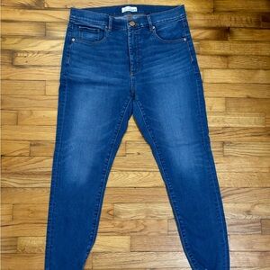 LOFT Skinny Crop Frayed Ankle Jeans